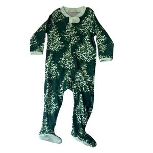 Honest Baby Clothing Organic Cotton Green Christmas Tree Bodysuit Pajamas, 3-6M